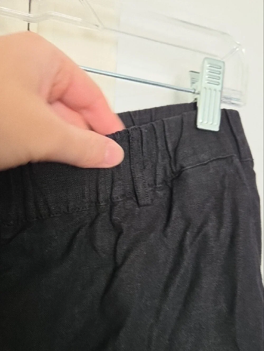 Quince Womans Linen Black Casual Elastic Waist Pants Large